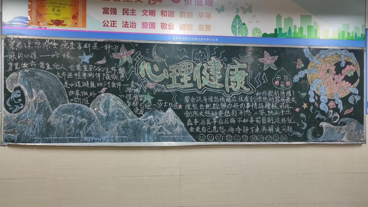心向阳光，健康成长 ——高二年级“心理健康”主题黑板报作品展